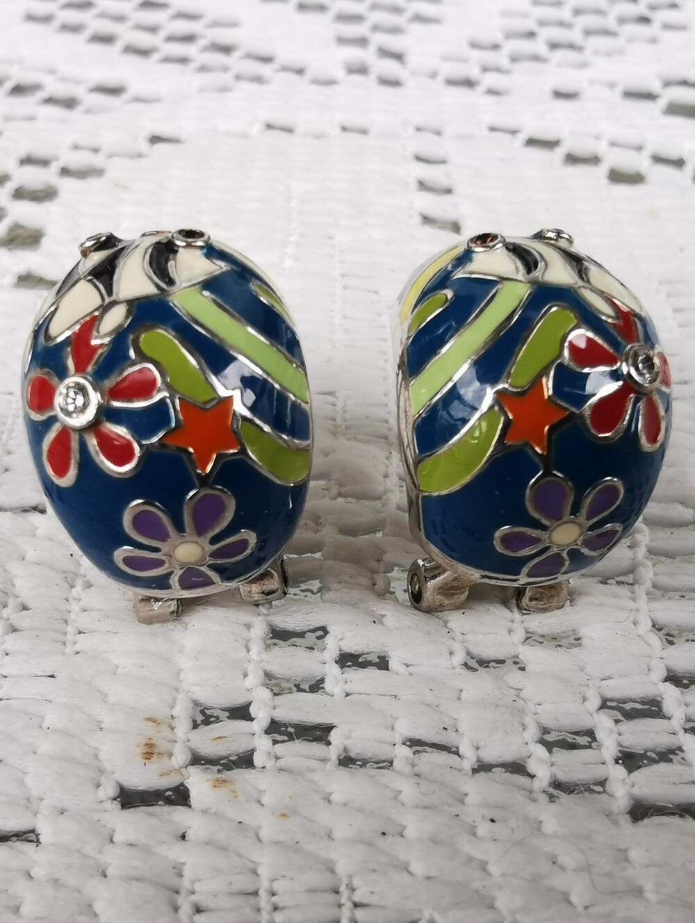 Belle Etoile Sterling Silver Enamel Angelfish Earrings 925